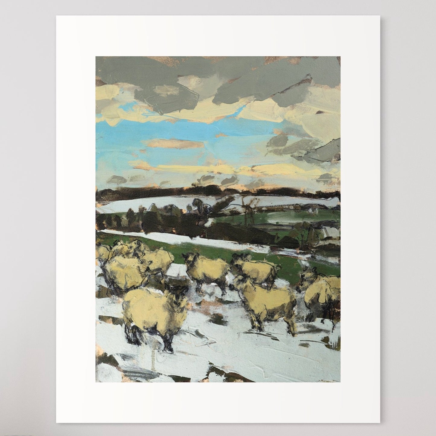 Sheep in snow, Somerset, January IV