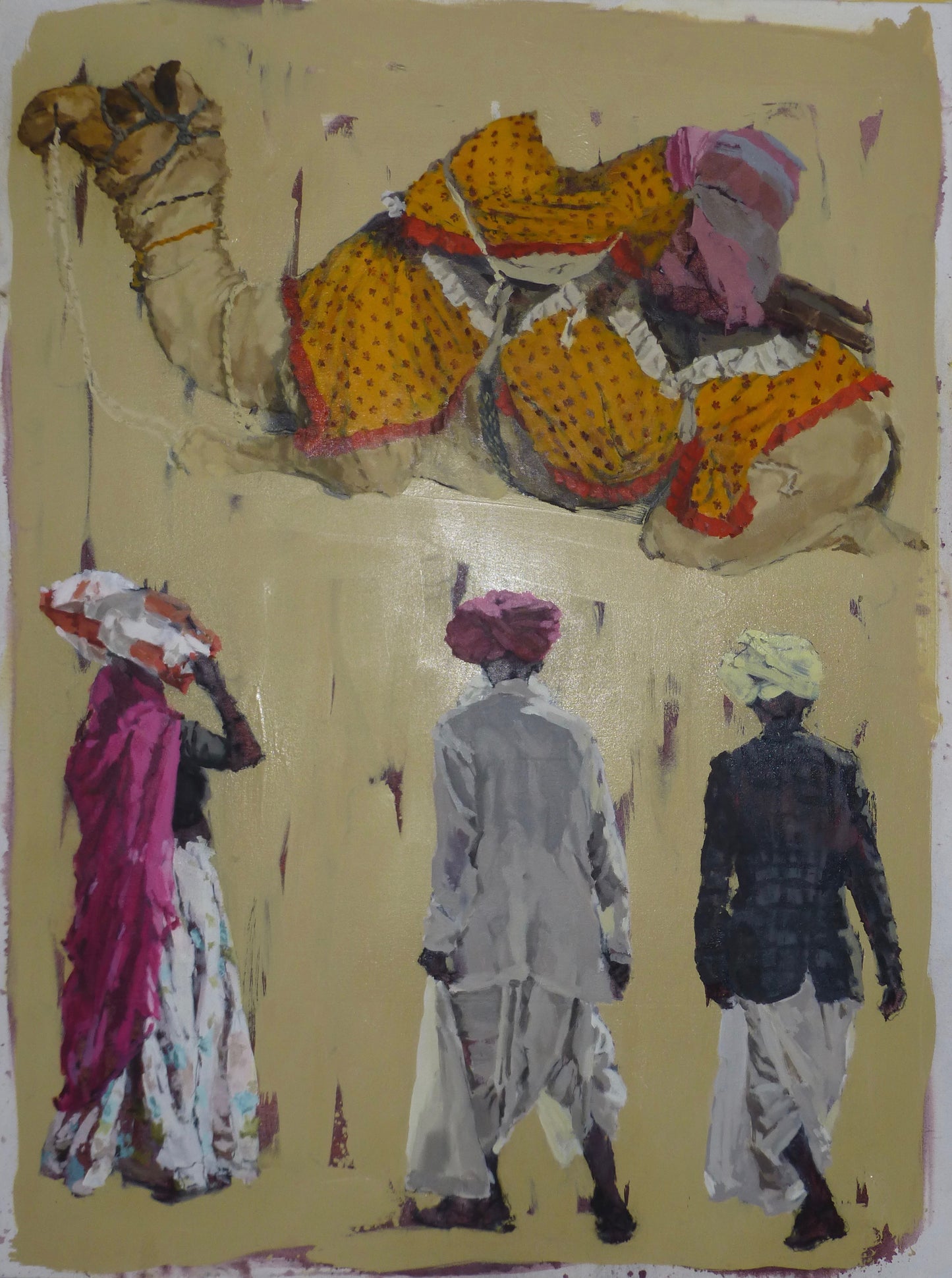 Camel and three figures, Rajasthan (sold)