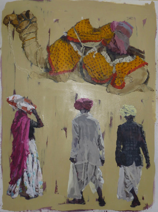 Camel and three figures, Rajasthan (sold)