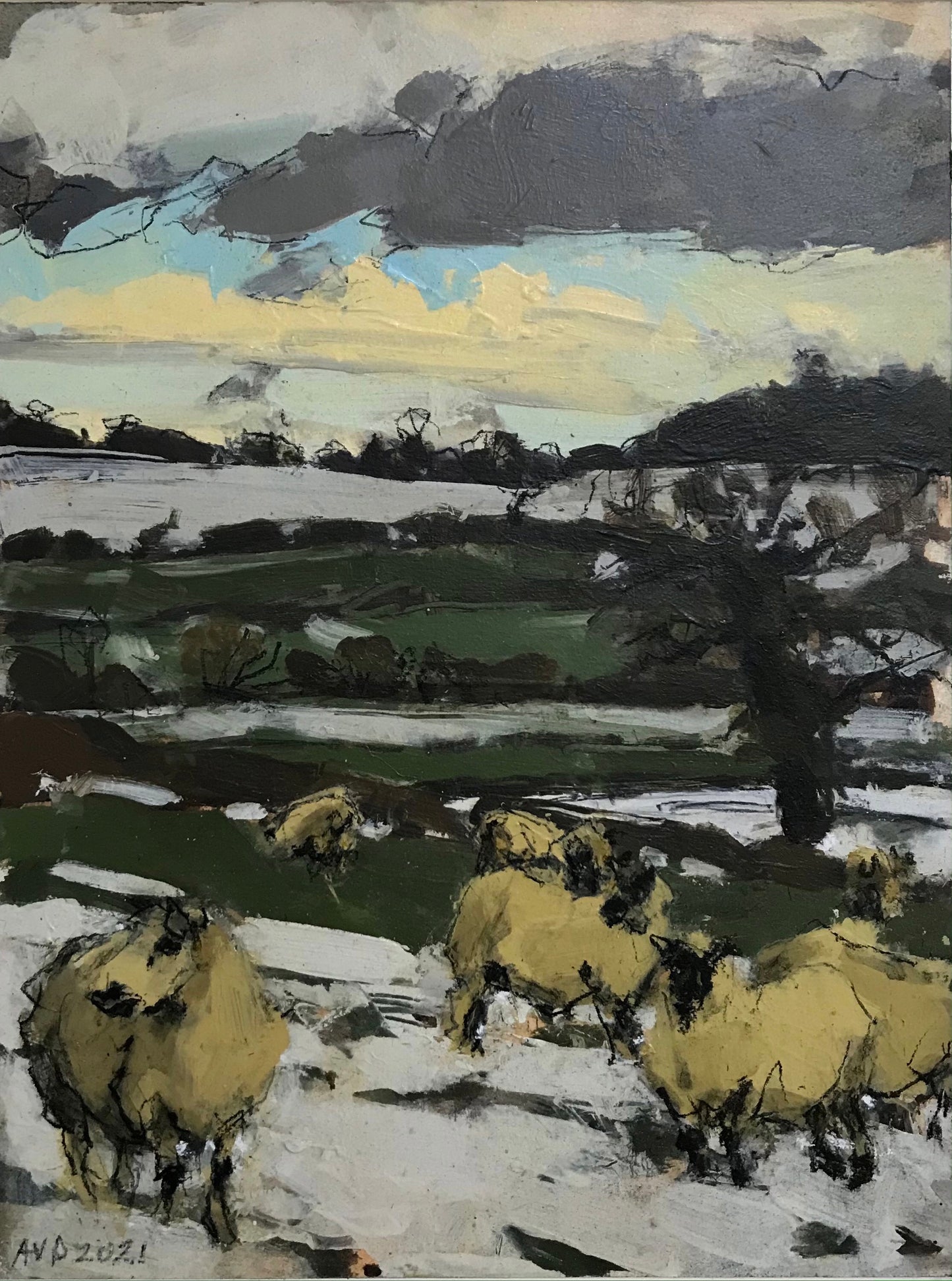 Sheep in snow, Somerset, January II (sold)
