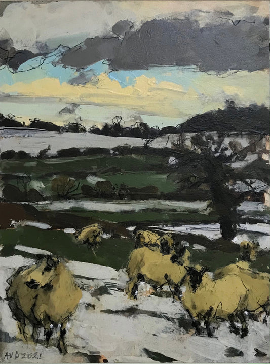 Sheep in snow, Somerset, January II (sold)